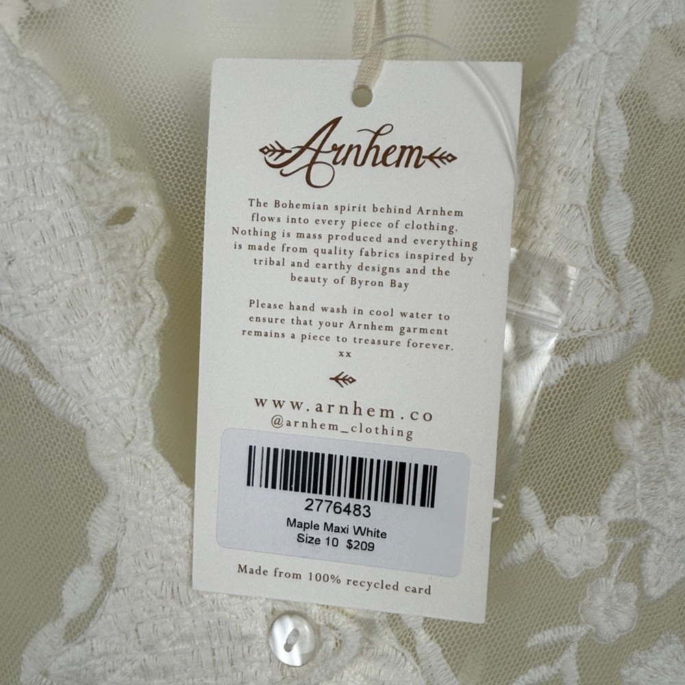 Arnhem Lace Bohemian Maple Maxi Dress Kimono Duster White Festival Size 6 NWT - Picture 9 of 15